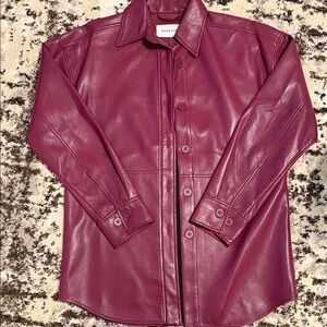 Aritzia Burgundy Leather Shirt